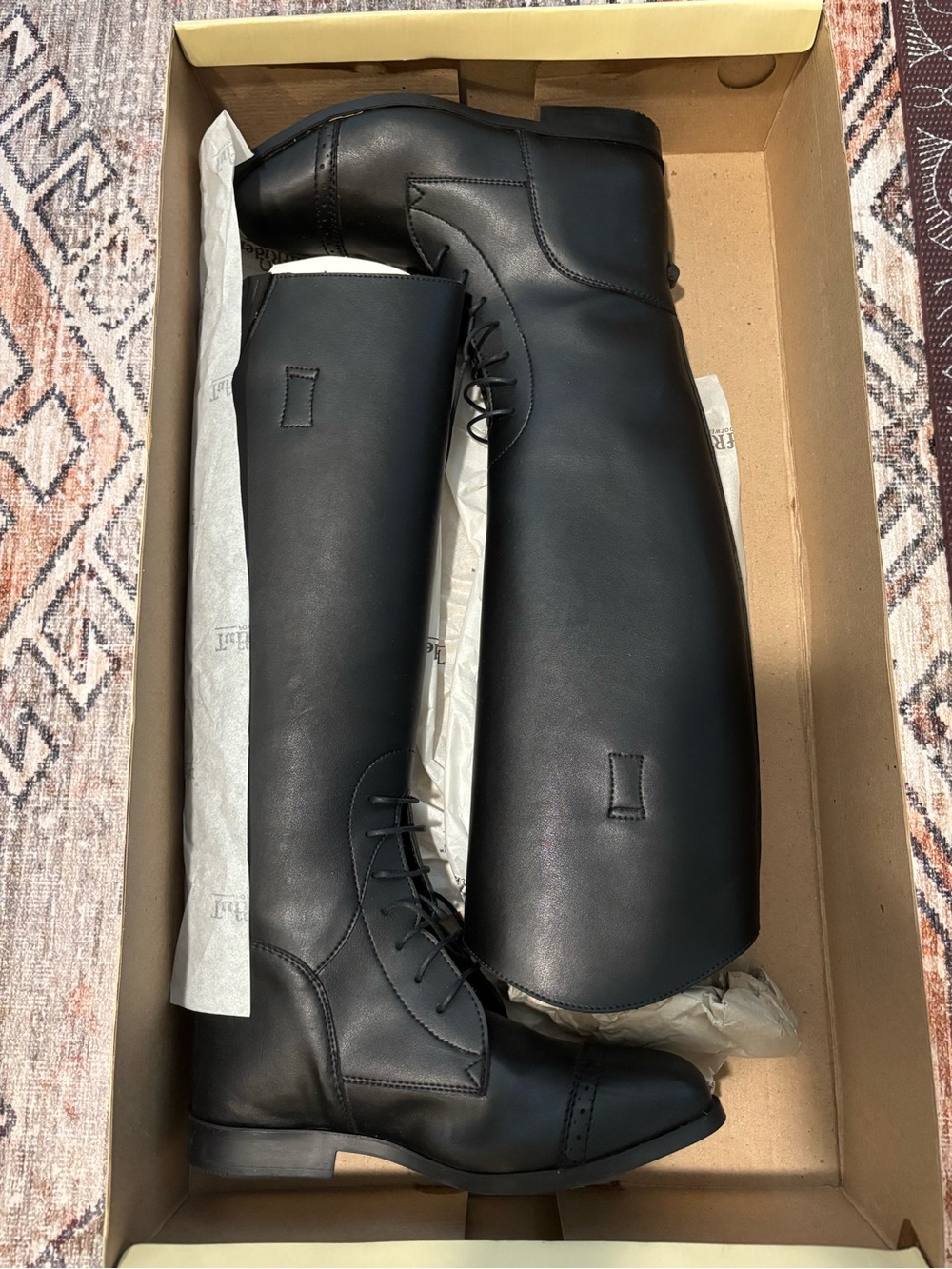 Tuff Rider Black Lace-Up Tall Riding Field Boots